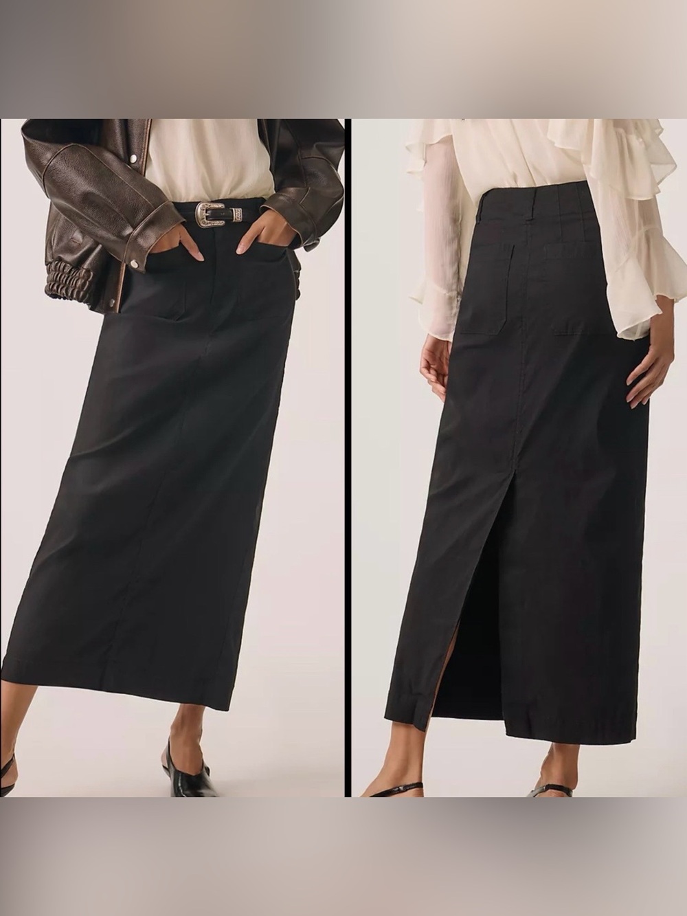 MAEVE By Anthropologie The Colette Maxi Skirt Women's Size 1X Black Career